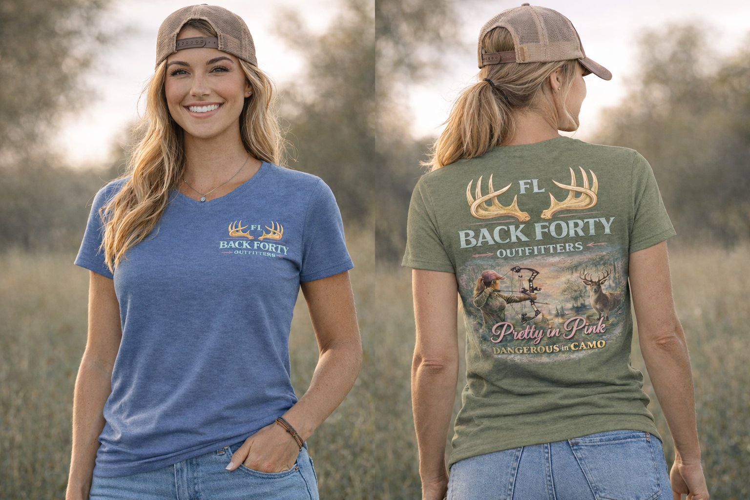 Pretty in Pink, Dangerous in Camo – Women’s Hunting Tee | FL Back Forty Outfitters