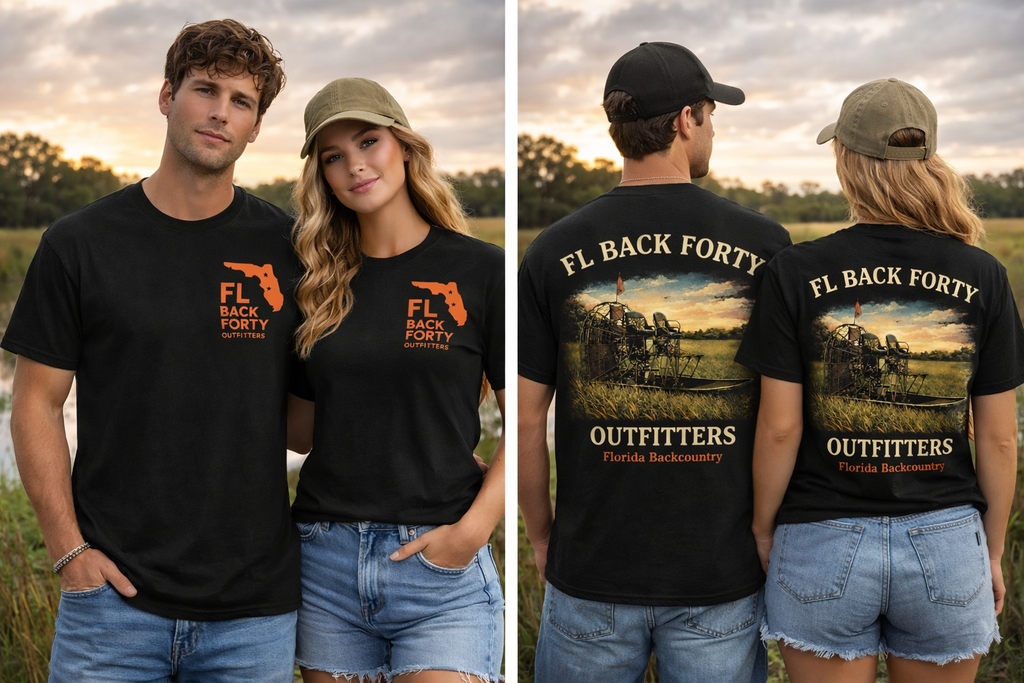 Florida Backcountry Line Art – FL Back Forty Outfitters Tee
