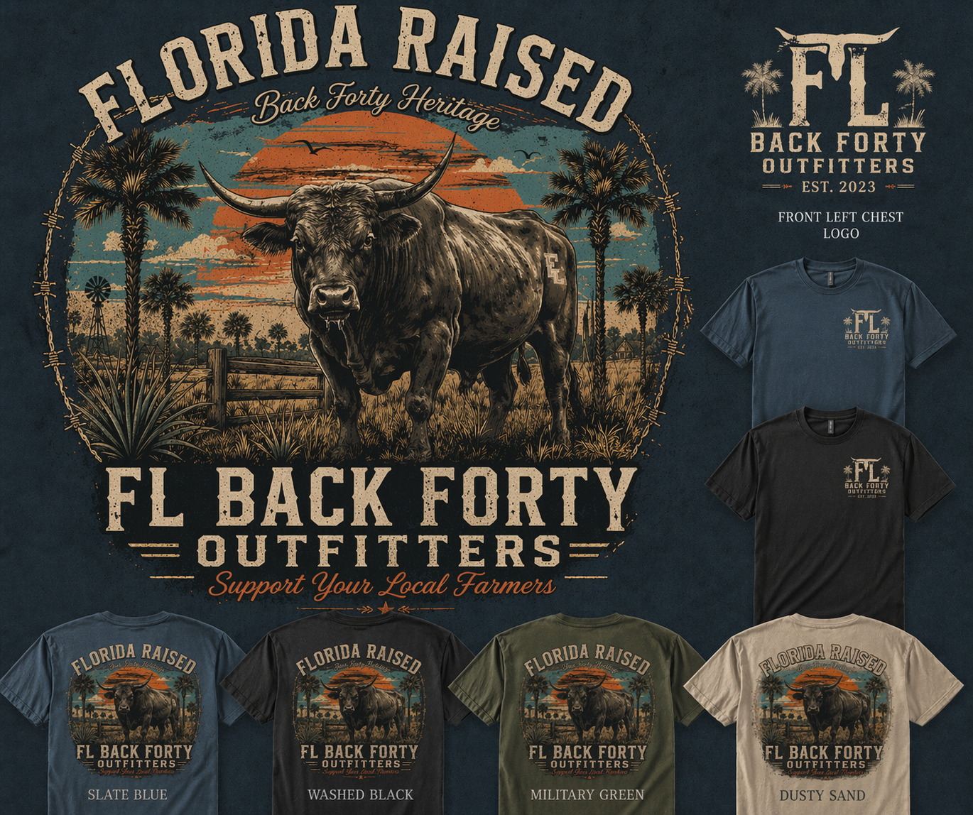 Florida Raised Bull Tee – Support Your Local Farmers