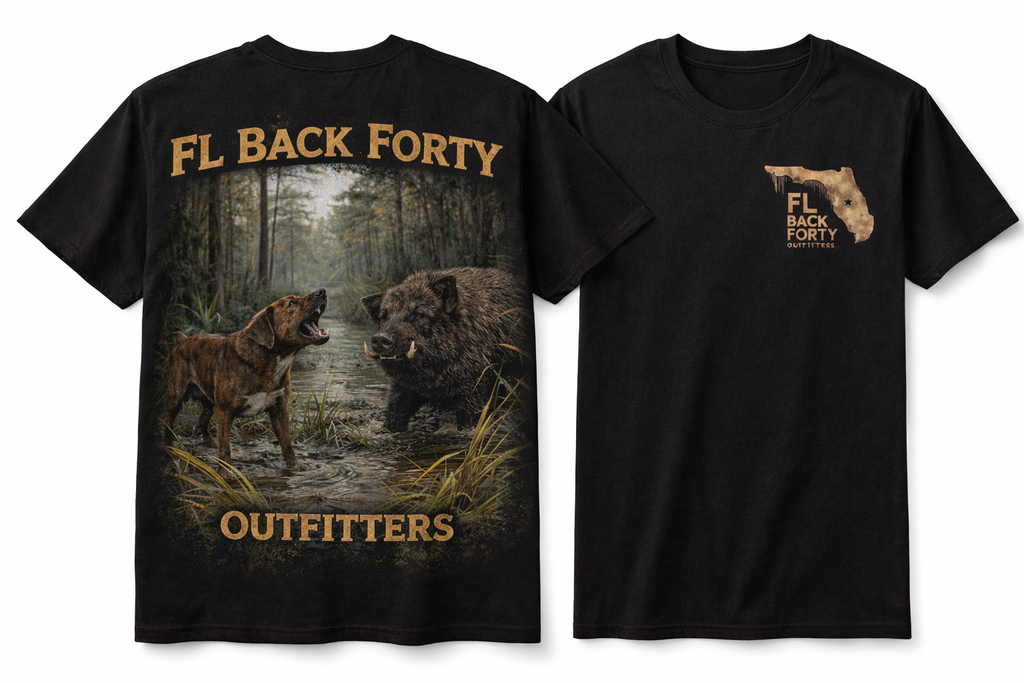 Hunting Dog In The Back Forty – FL Back Forty Outfitters Tee