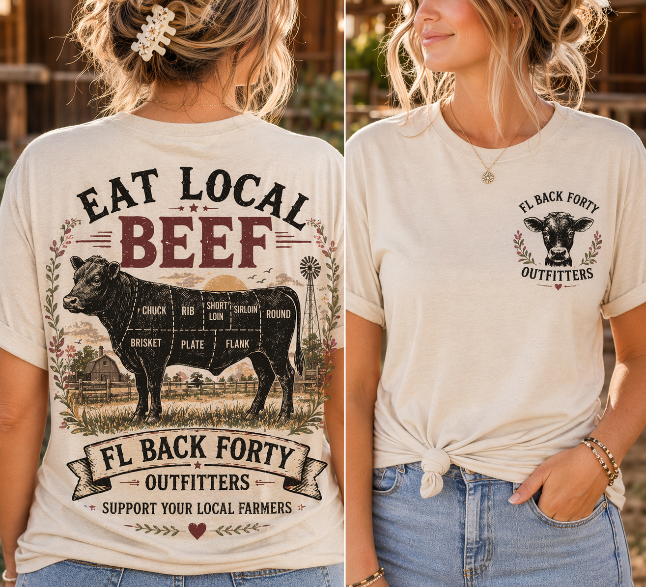 FL Back Forty Outfitters "Eat Local Beef" Tee (Women’s)