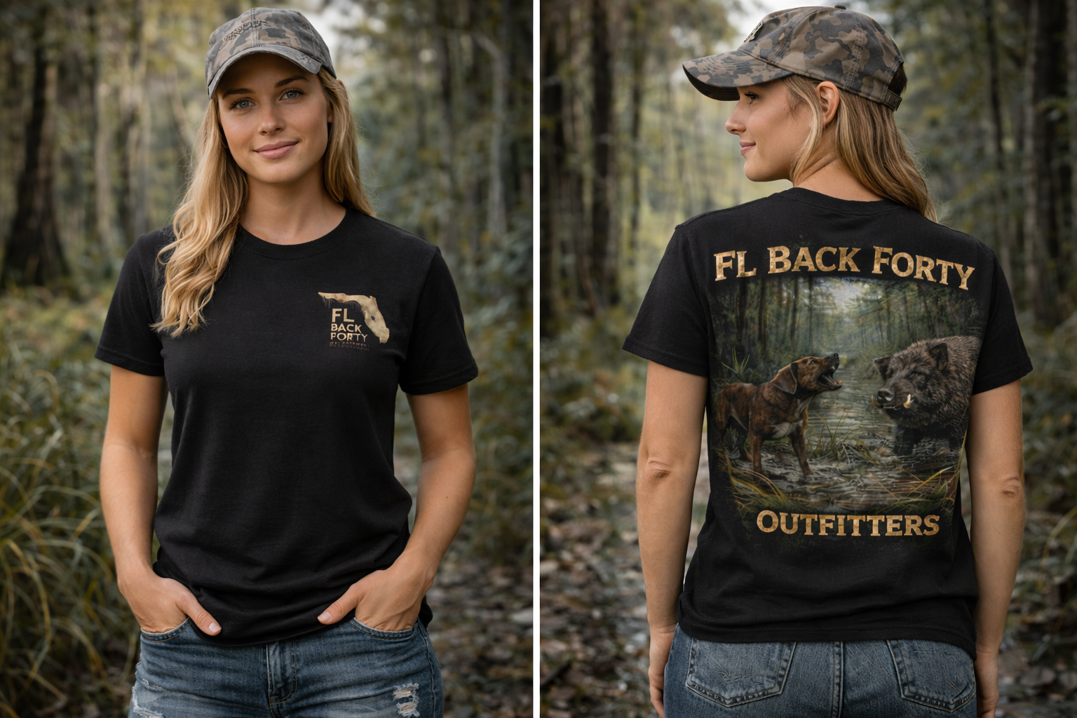 Hunting Dog In The Back Forty – FL Back Forty Outfitters Tee