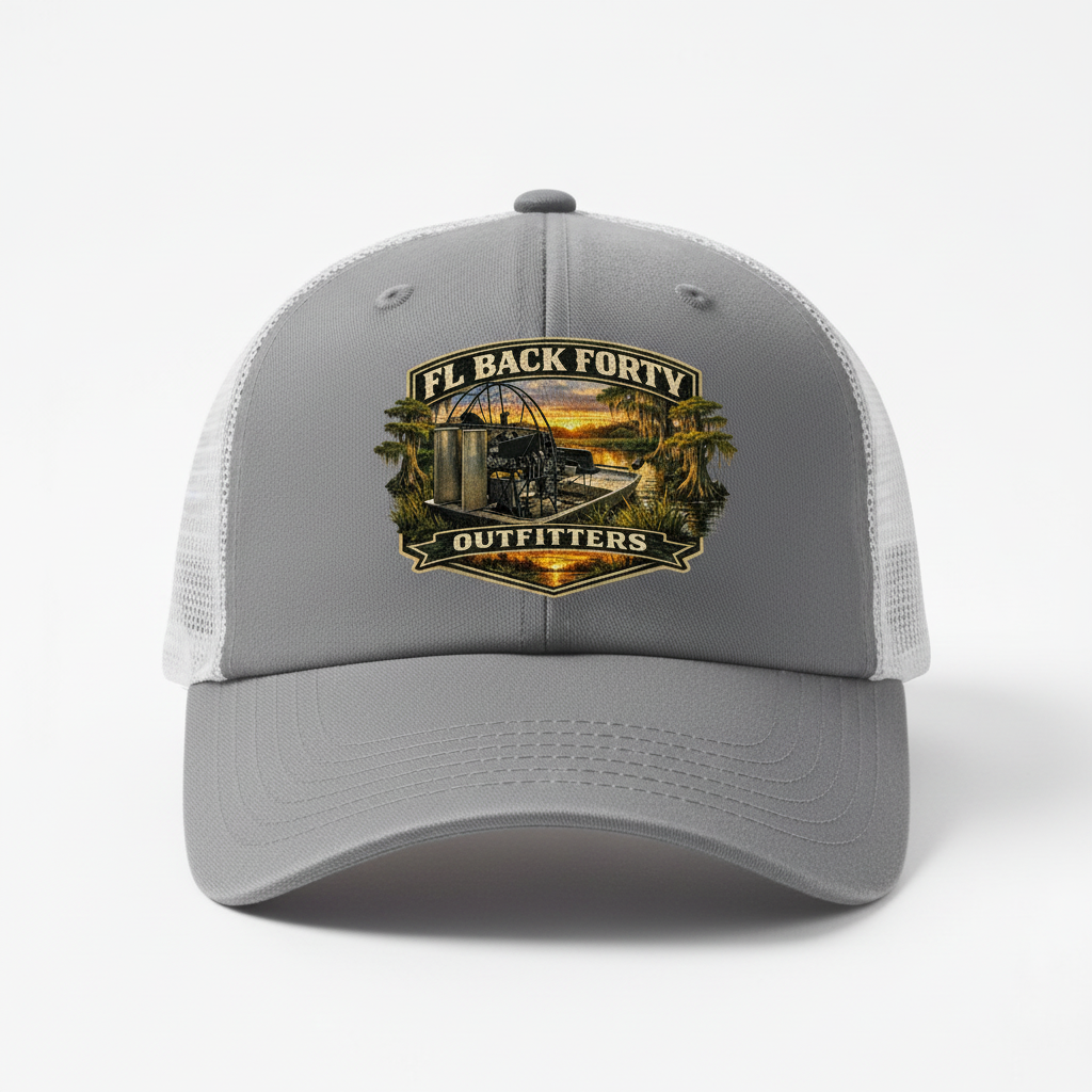 FL Back Forty Outfitters Trucker Hat Mockup