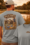 Still Better Than Work tee – male model, grey