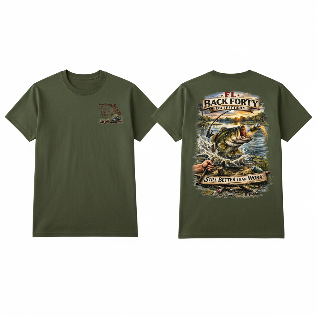 Military Green Bass Fishing T-Shirt