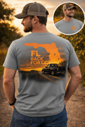 FL Back Forty Outfitters tee – male model, grey
