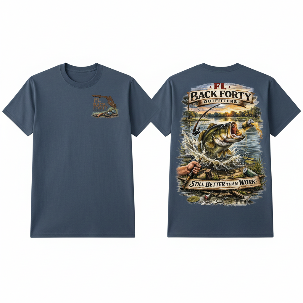 Slate Blue Bass Fishing T-Shirt
