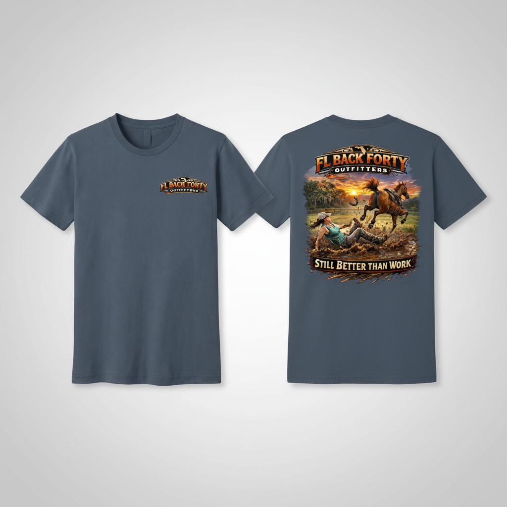 Slate Blue Horse Riding T-Shirt