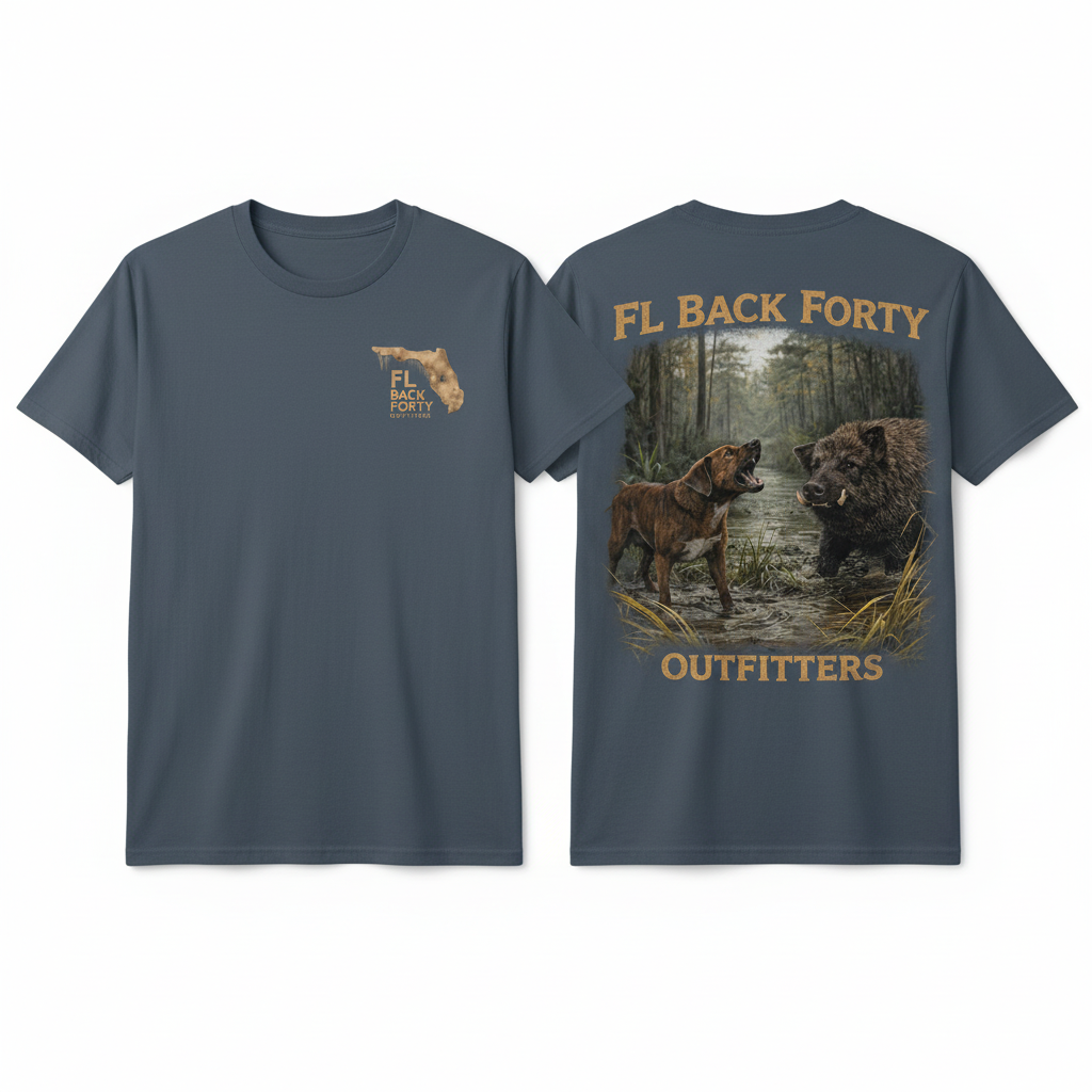 Hunting Dog In The Back Forty – FL Back Forty Outfitters Tee