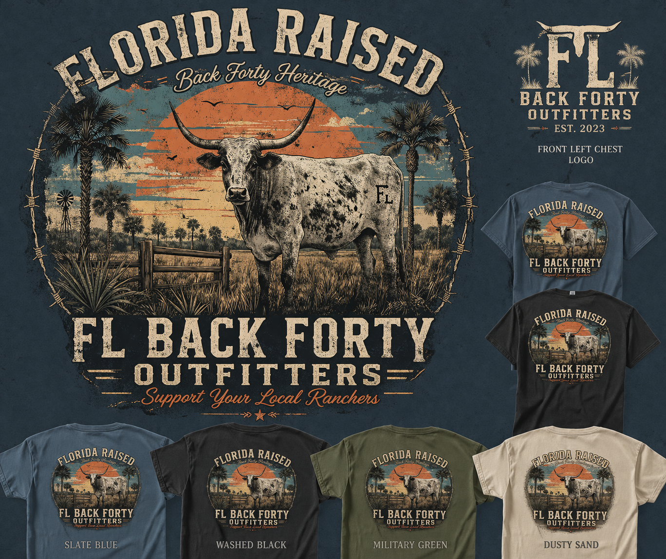 Florida Raised Cow Tee – Support Your Local Ranchers
